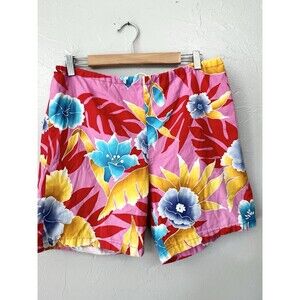 Vintage Original Jams Surf Line Hawaii Floral Tropical Drawstring Shorts Large